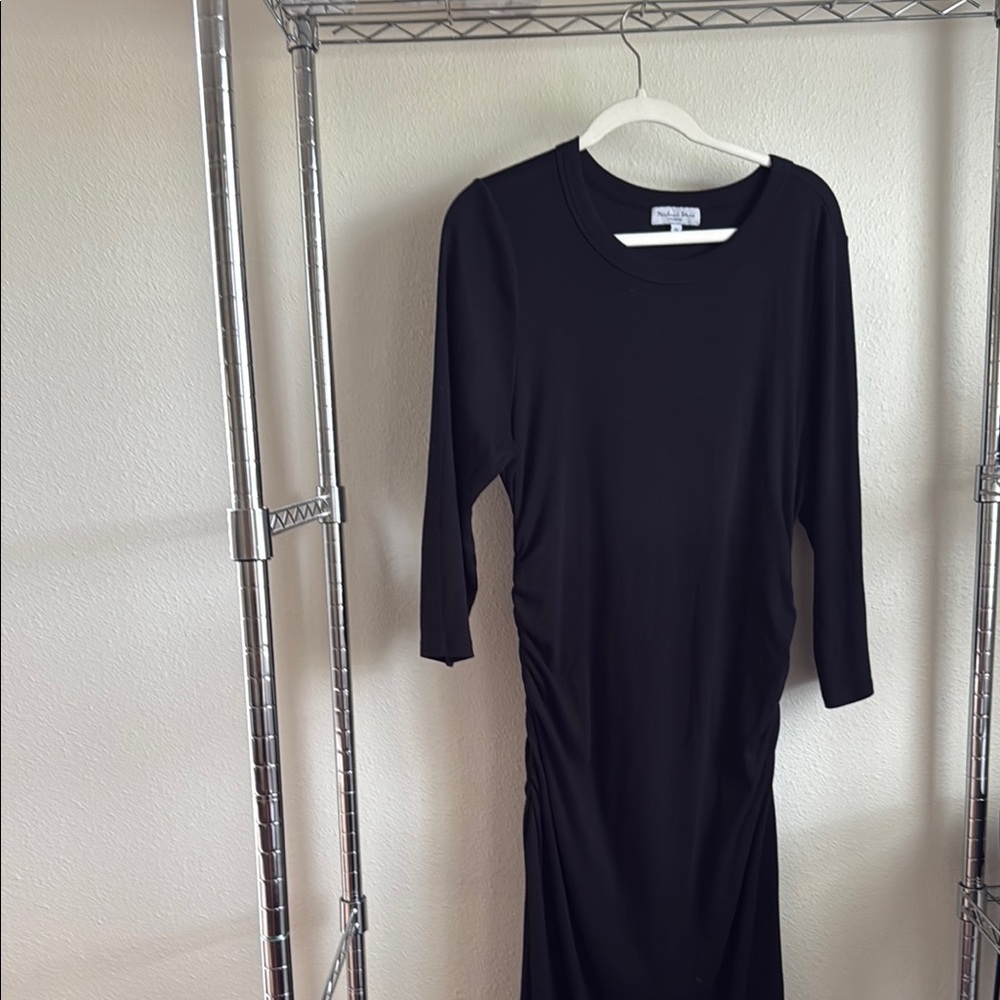 Michael Stars BLACK Sheath Dress with Ruching on both sides.